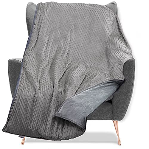 Quility Weighted Blanket for Adults, 60"x80" 15 lbs - Grey Cover & Grey Cotton (Used)
