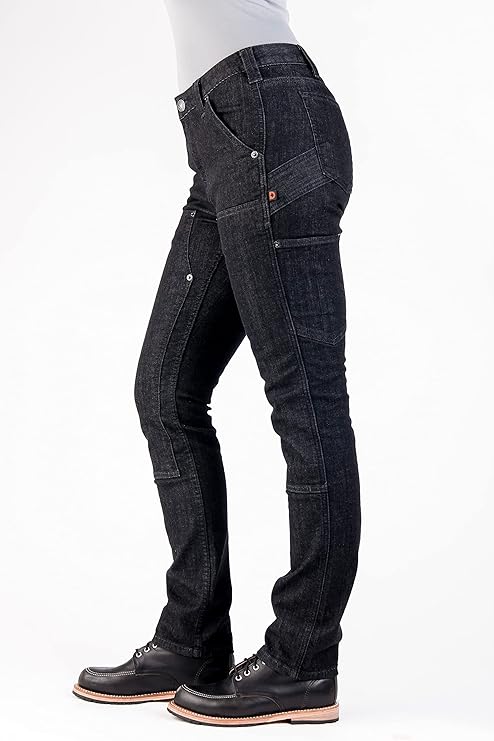 Dovetail Workwear Maven Slim Cargo, Size 4 Extra Long - Heathered Black Denim (Like New)