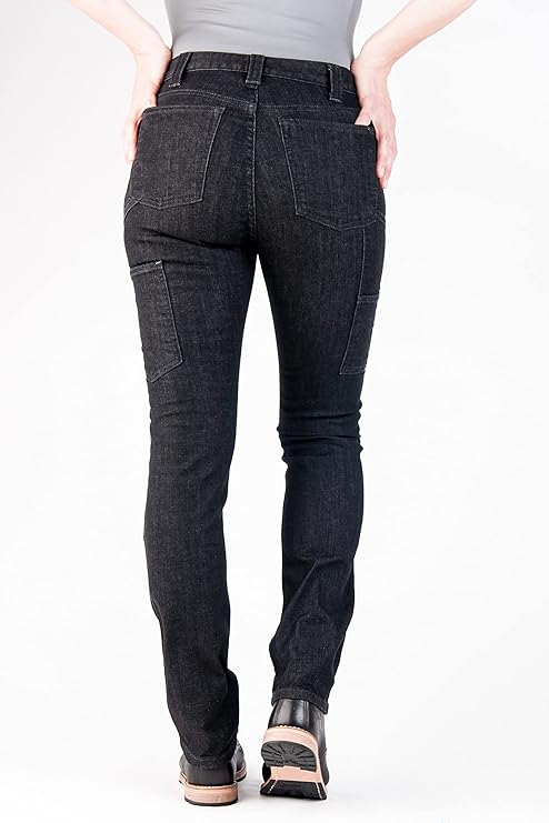 Dovetail Workwear Maven Slim Cargo, Size 4 Extra Long - Heathered Black Denim (Like New)