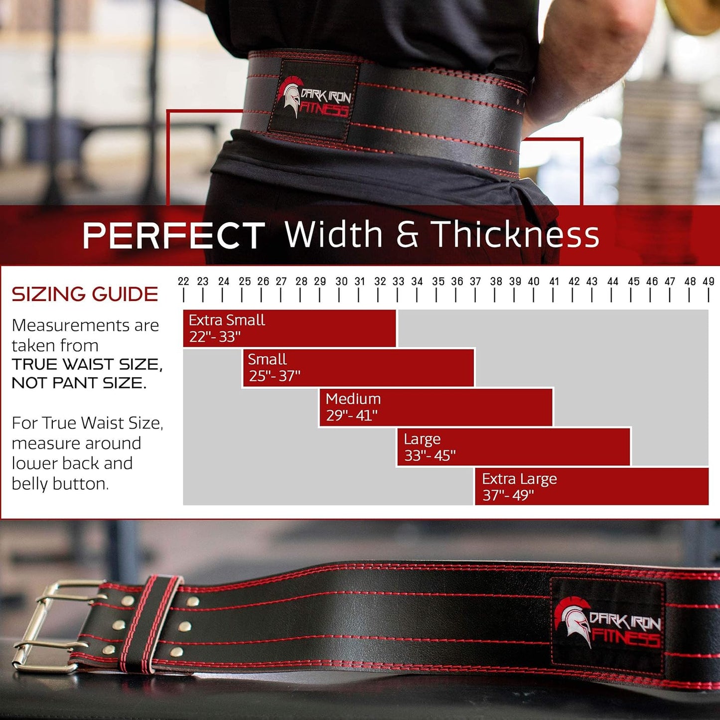 Dark Iron Fitness Weight Lifting Leather Belt for Men & Women, Large - Black (Like New)