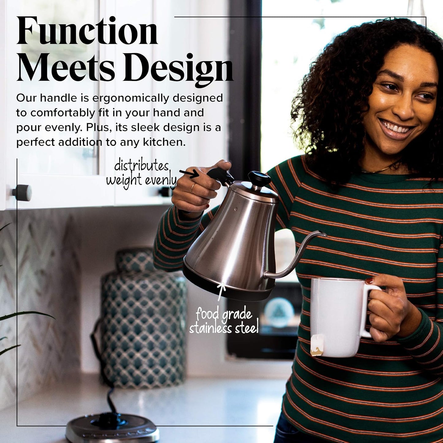 Willow & Everett Gooseneck Electric Kettle w/ Temperature Control, 1L - Silver (New)