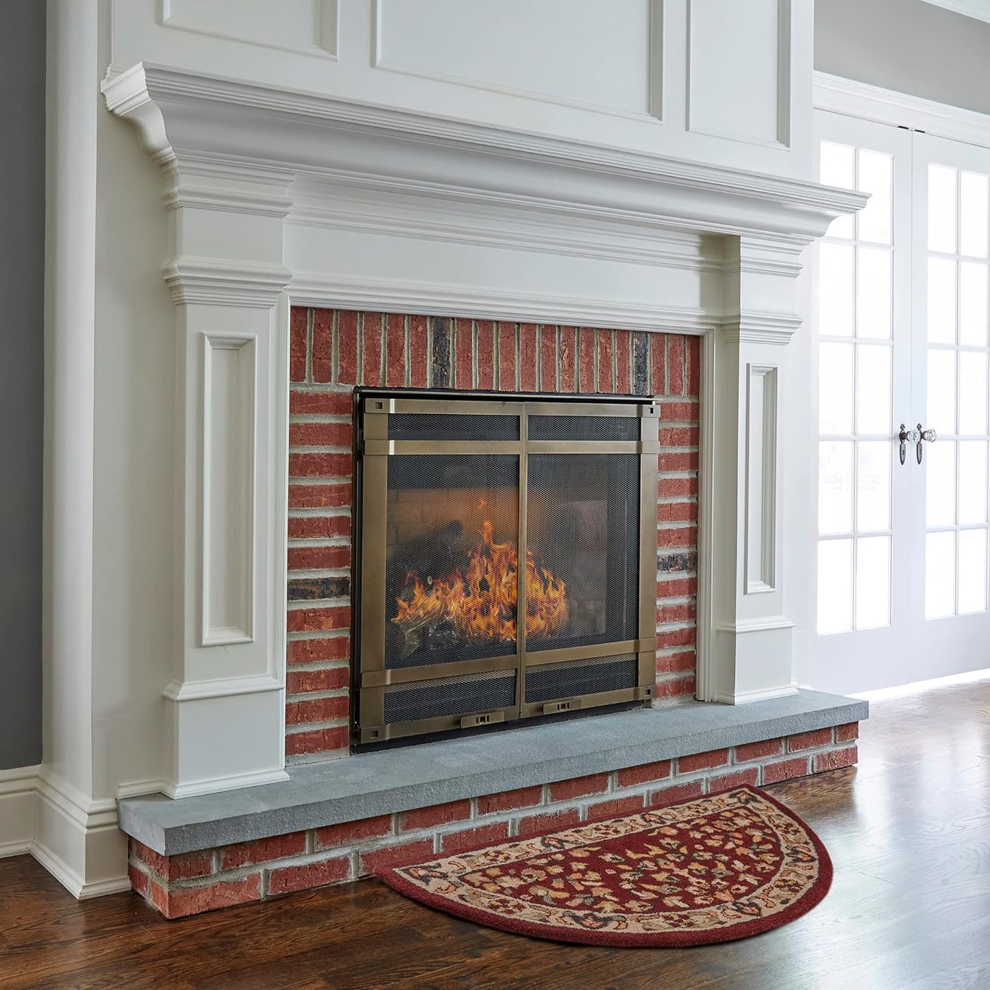 Uniflame W-5515 Endless Summer R-2000 44" Hand-Tufted Hearth Rug, Red/Beige (Like New, No Retail Box)