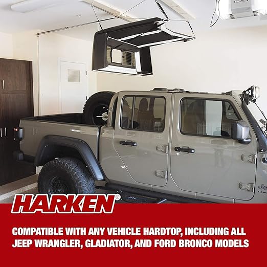 HARKEN Truck Cap Garage Hoist System 200lb Capacity – 4-Point Lift, 10ft Ceiling (Like New)