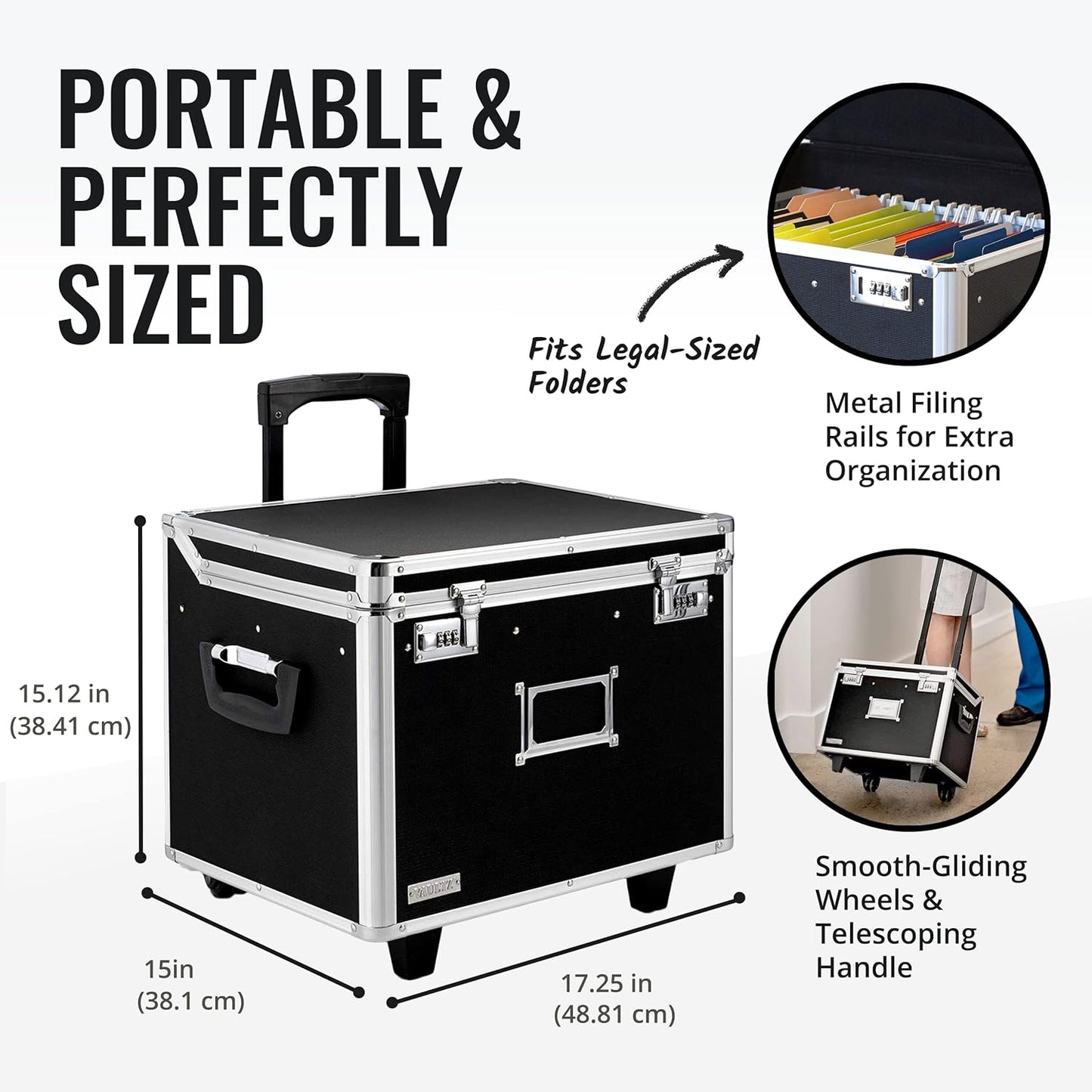 Vaultz Portable File Storage Box with Handle 14.5" x 17.5" x 15.5" Letter/Legal (Like New)