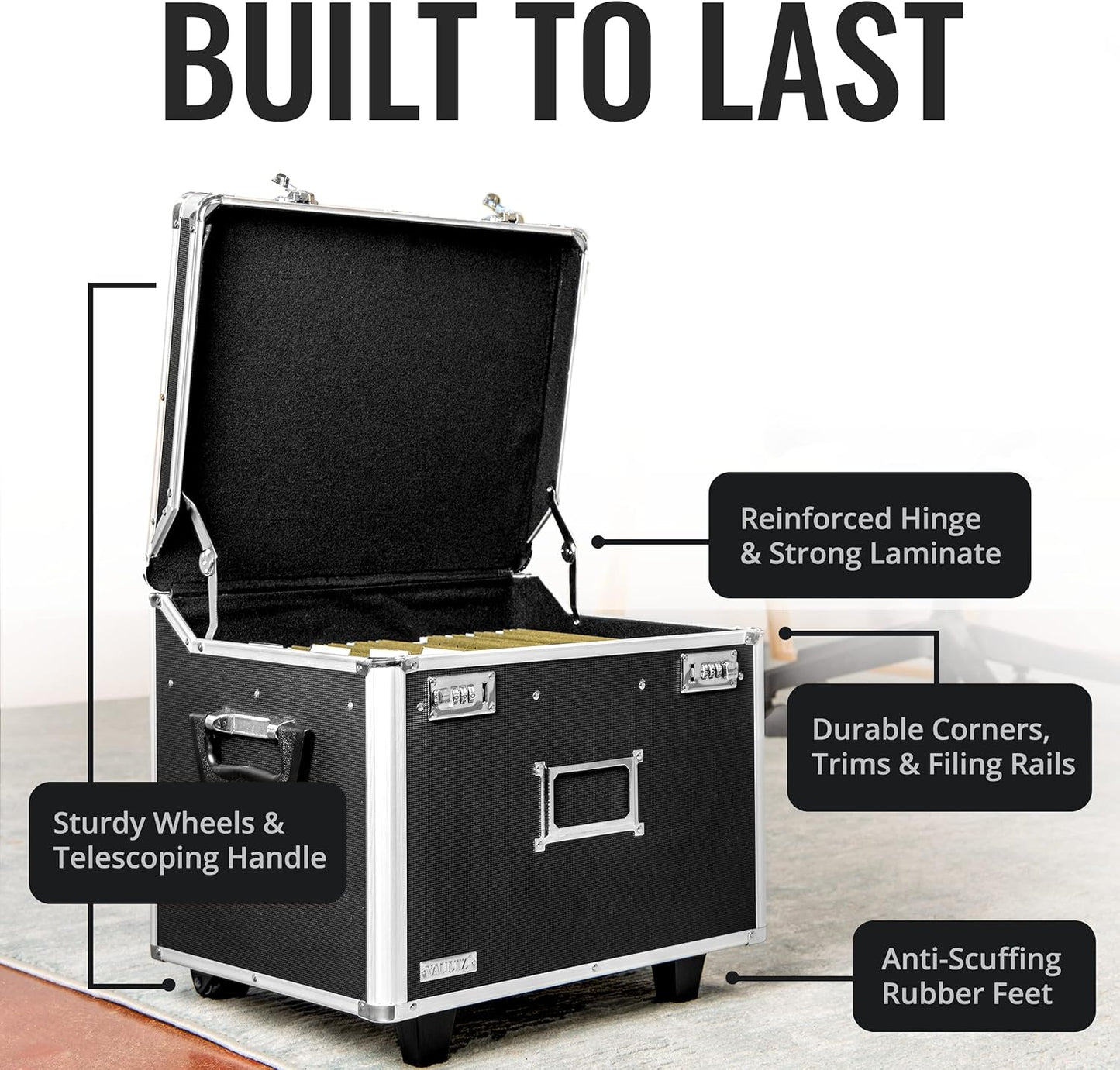 Vaultz Portable File Storage Box with Handle 14.5" x 17.5" x 15.5" Letter/Legal (Like New)
