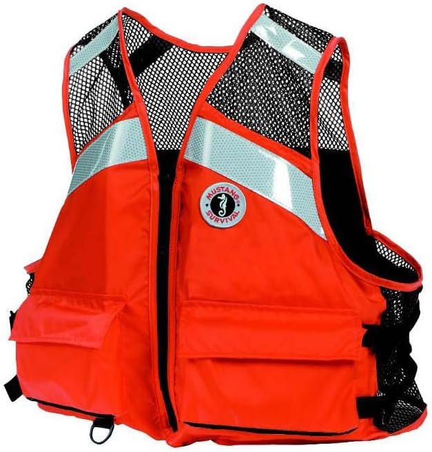Mustang Survival MV1254 Industrial Mesh Vest w/ Solas Reflective Tape XL, Orange (Like New)