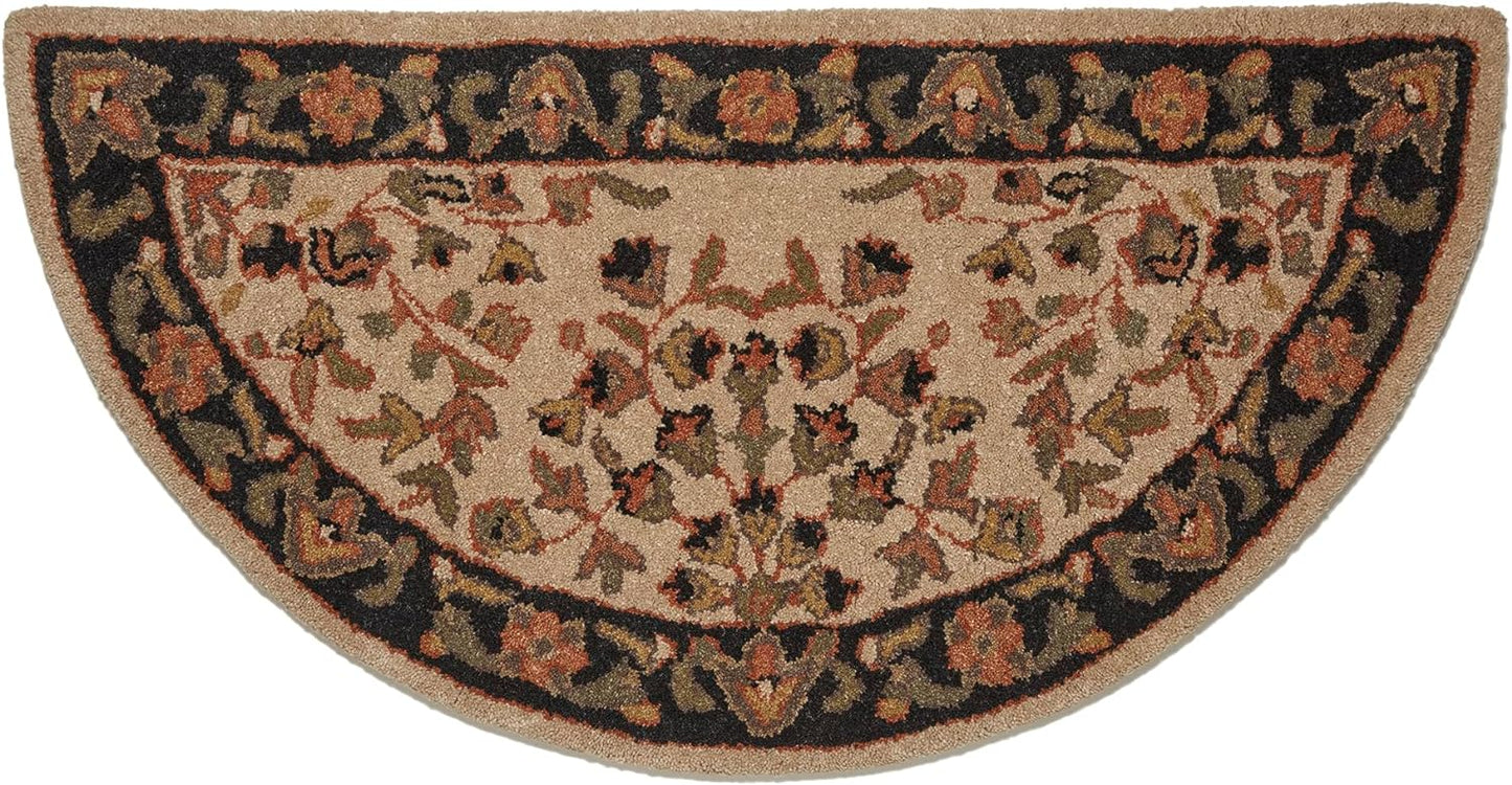 Uniflame Beige w/Black Hand Tufted 100% Wool Rug - Floor Heat & Spark Protection (Like New)
