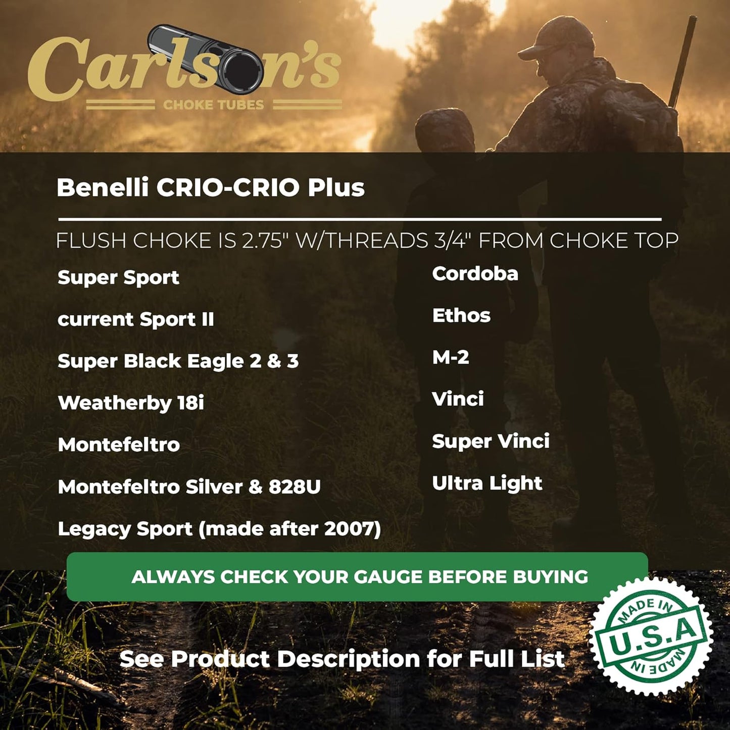 Carlson's S67093 Choke Tube 12 Gauge for Benelli Crio Plus - Stainless Steel (Like New)