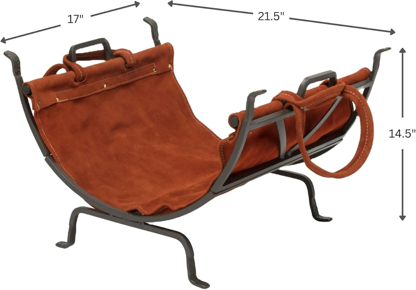 Uniflame W-1189 Olde World Iron Log Holder with Suede Leather Carrier - Red (New, Damaged Retail Box)