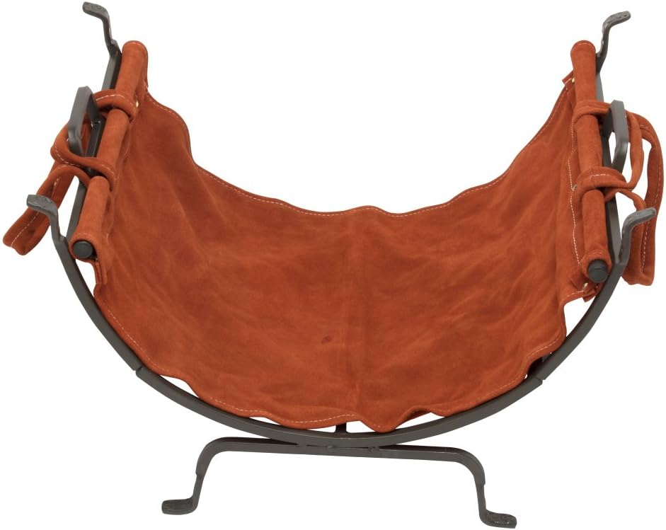 Uniflame W-1189 Olde World Iron Log Holder with Suede Leather Carrier - Red (New, Damaged Retail Box)