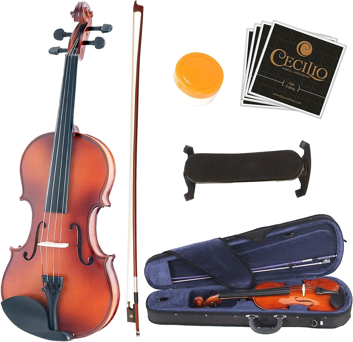 Mendini By Cecilio Violin, 4/4 Beginner Kit w/Hard Case, Rosin, Bow (Used)