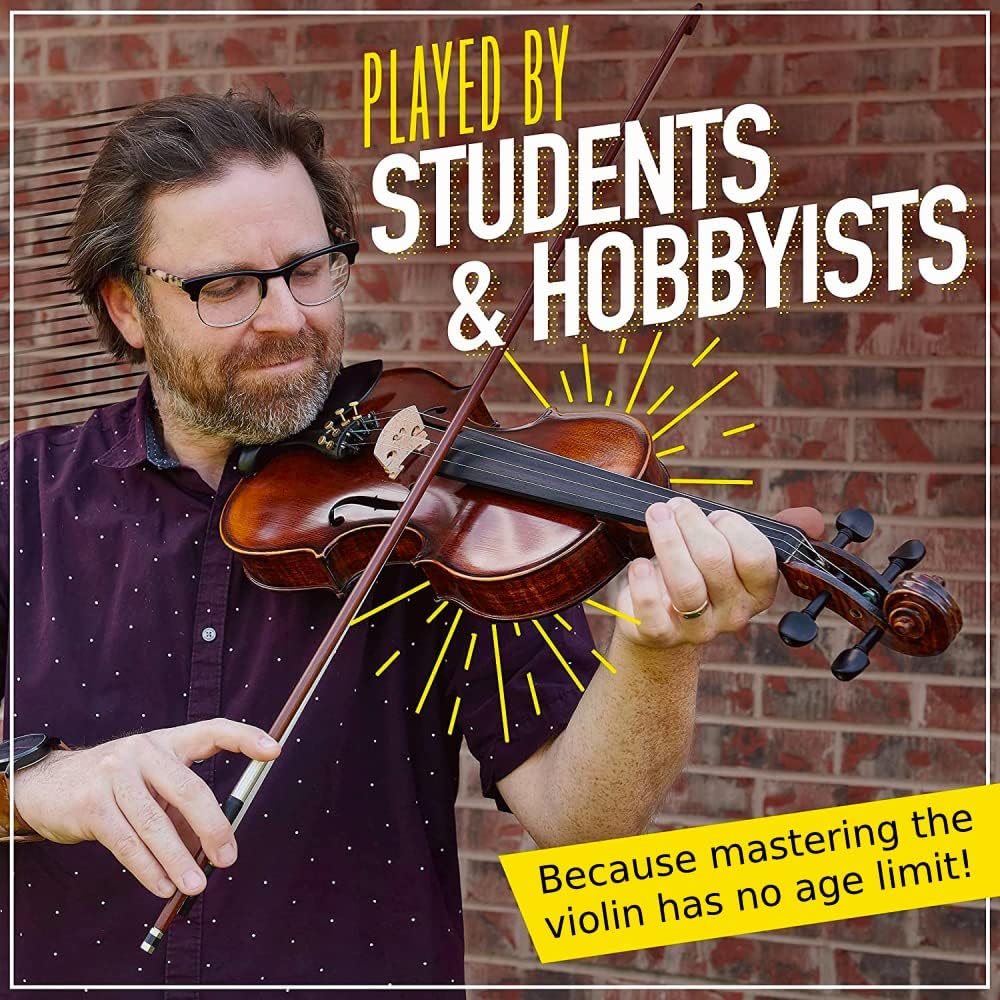 Mendini By Cecilio Violin MV500+92D for Beginner - 3/4 Size, Black Solid Wood (Used)