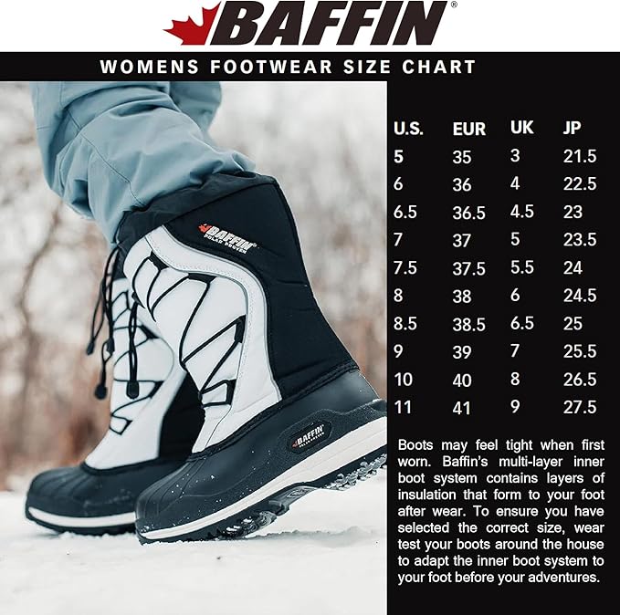 Baffin Icefield Women's Lightweight Nylon Polar Rated Snow Boot, Size 11, Black (New)