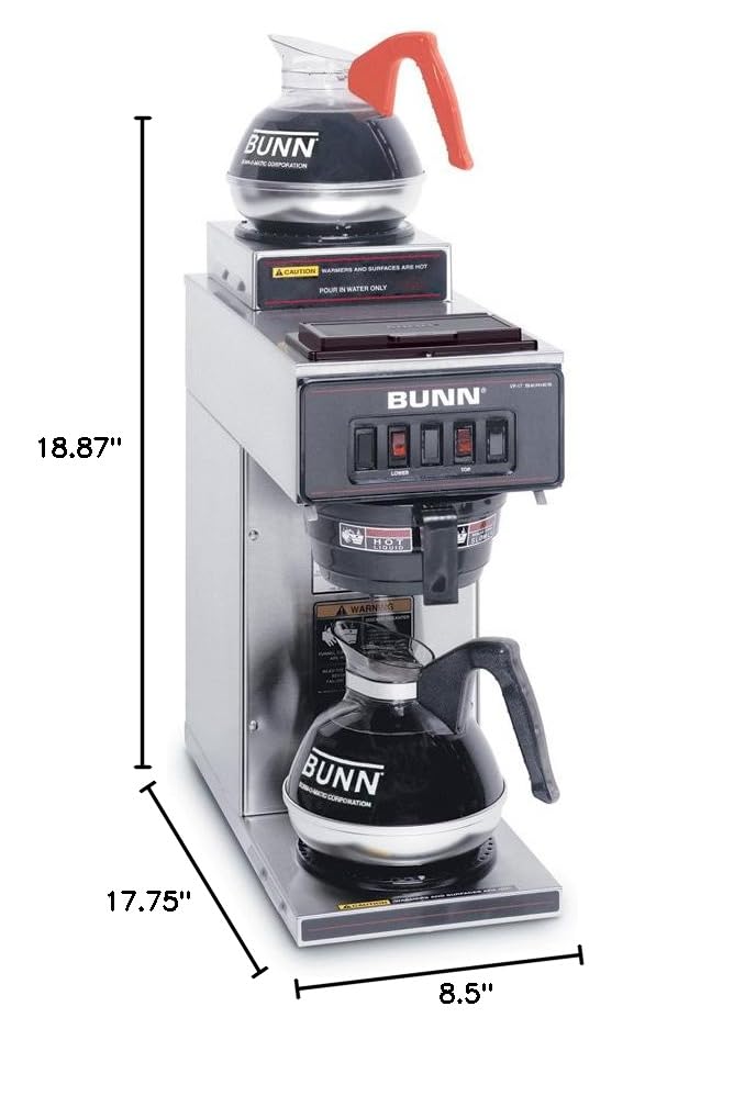 BUNN 13300.0002 VP17-2SS Pourover Coffee Brewer with 2 Warmers, Stainless Steel (Used)