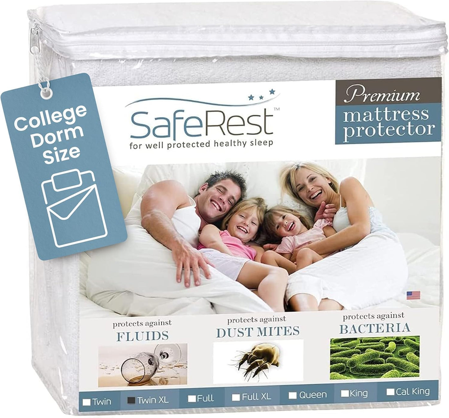 SafeRest Soft Cotton Terry Hypoallergenic Mattress Protector, Twin - White (Used)