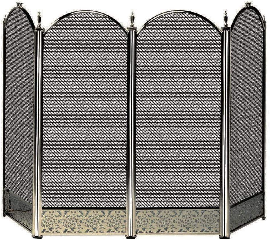 UniFlame S-4645 4-Fold Classic Screen with Decorative Filigree - Antique Brass (Used)