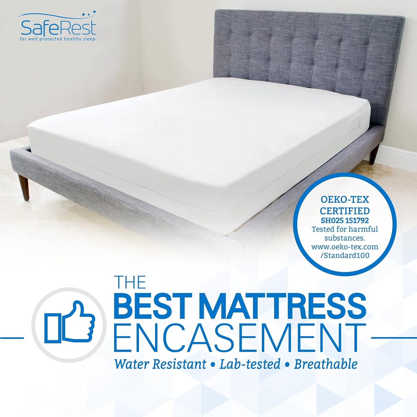 SafeRest Cotton Mattress Protector with Zipper Closure, King - 12-15" Deep (New)