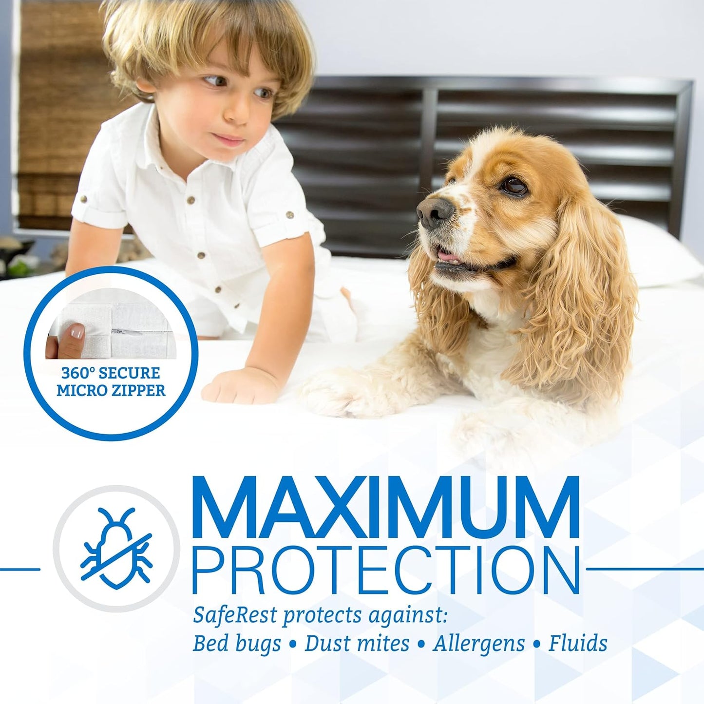 SafeRest Cotton Mattress Protector with Zipper Closure, King - 12-15" Deep (New)