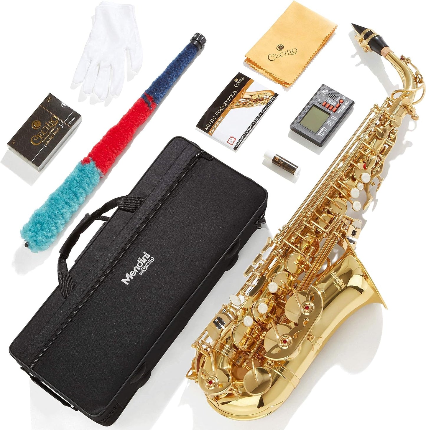 Mendini By Cecilio Eb Alto E Flat Key Saxophone, Case, Tuner, Mouthpiece - Gold- (Used)