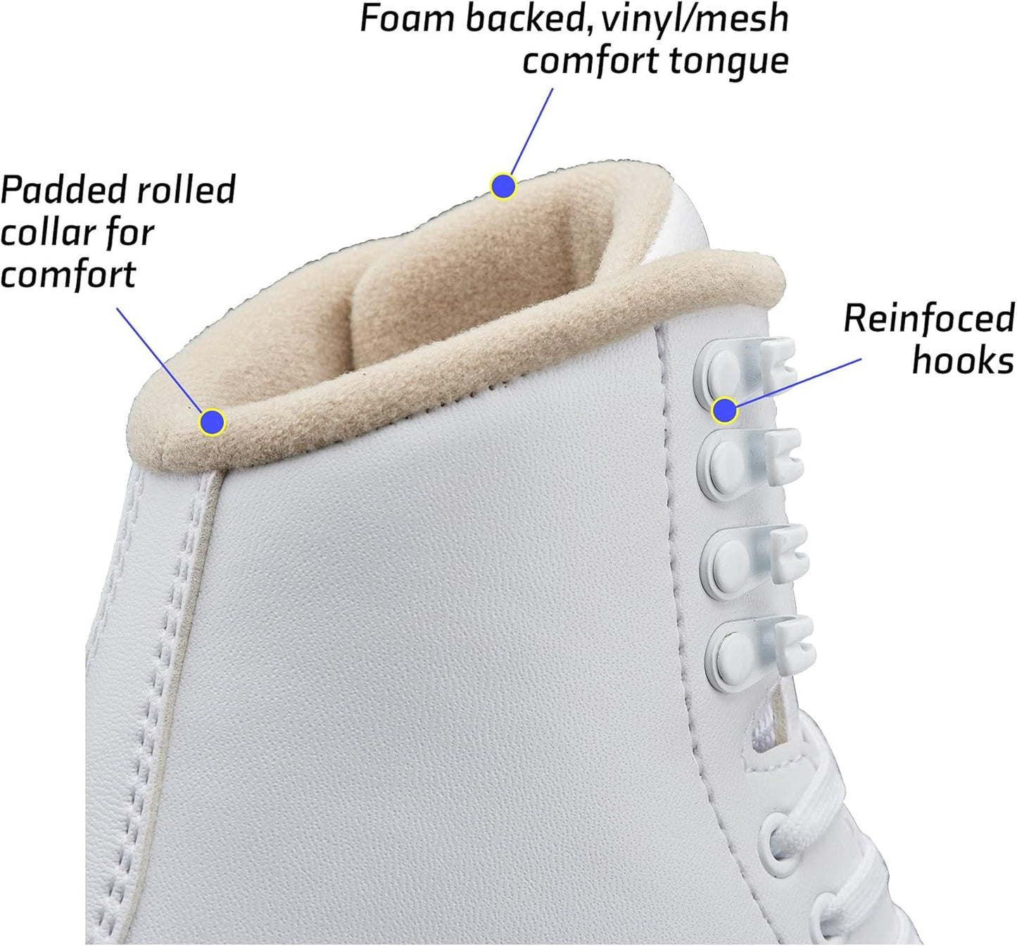 Jackson Ultima Mystique Ice Skates w/ Mark II Blade for Womens, Adult 7.5, White (Like New)