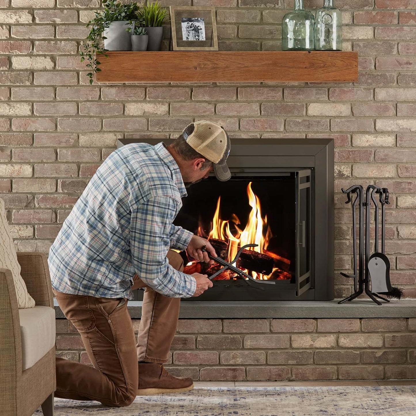 UniFlame F-1126 Rustic Mini Fireplace Iron Tools Set, 5-Pieces - Black (Used)
