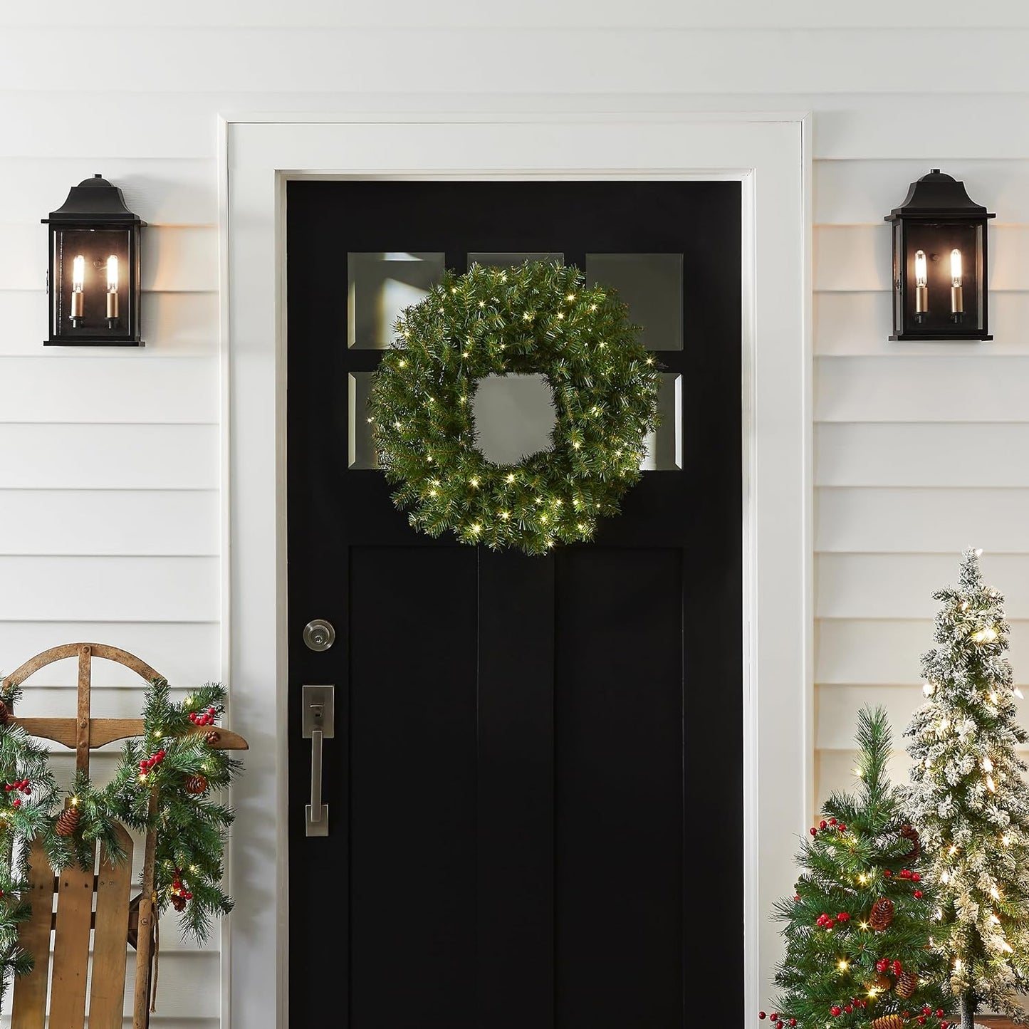 National Tree Pre-Lit Artificial Christmas Wreath, Green, Norwood Fir, 24-Inches (Like New)