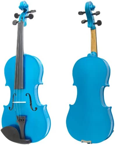 Mendini by Cecilio, 16in Solid Wood Viola with Case, Bow, Rosin, MA-Blue (Used)