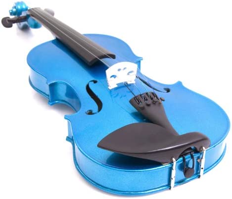Mendini by Cecilio, 16in Solid Wood Viola with Case, Bow, Rosin, MA-Blue (Used)