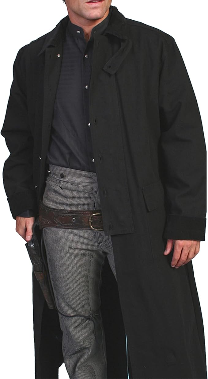 Scully Long Canvas Jacket with Cuffs and Collar for Men, Black - Size Large (Used)