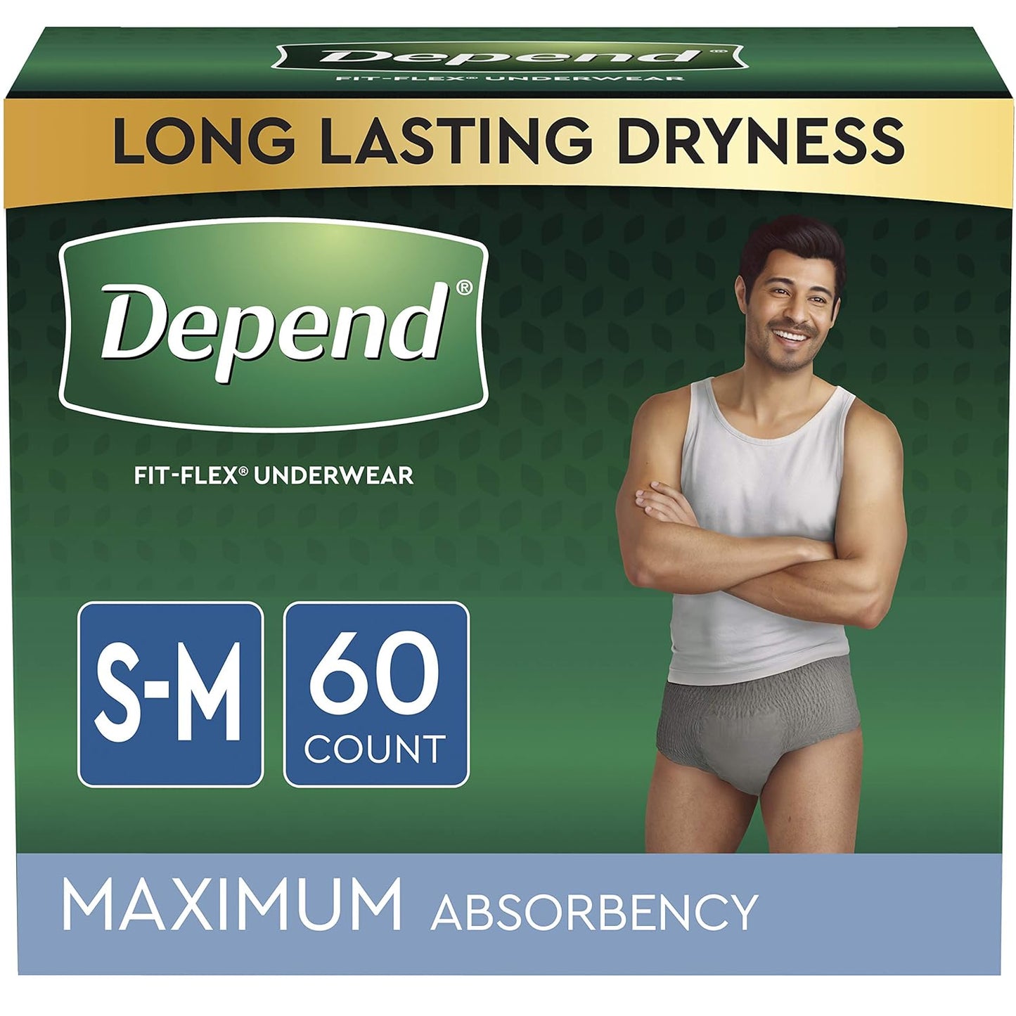 Depend FIT-FLEX Incontinence Underwear for Men, Disposable, Small/Medium, Grey (Like New)
