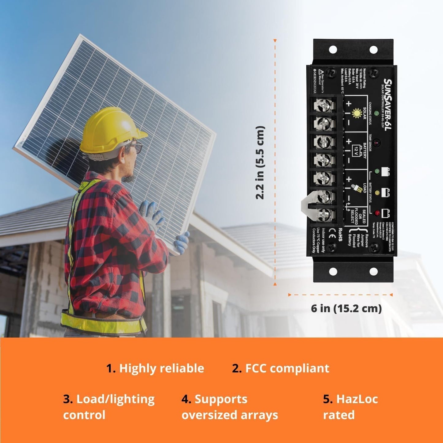 Morningstar Corporation SS-20L-24V 20A PWM Solar Charge Controller - White/Black (Like New)