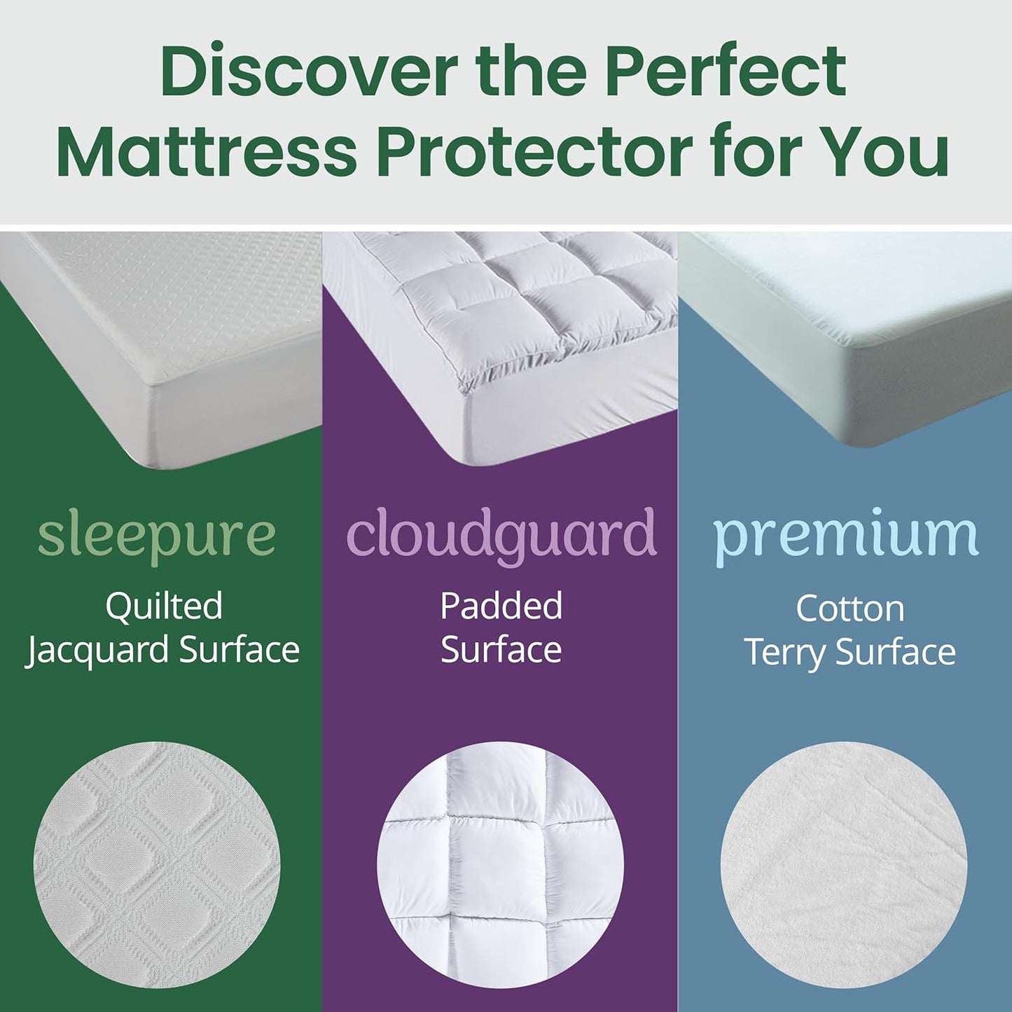 SafeRest Bamboo Viscose Sleepure Quilted Mattress Protector, Full - White (New)