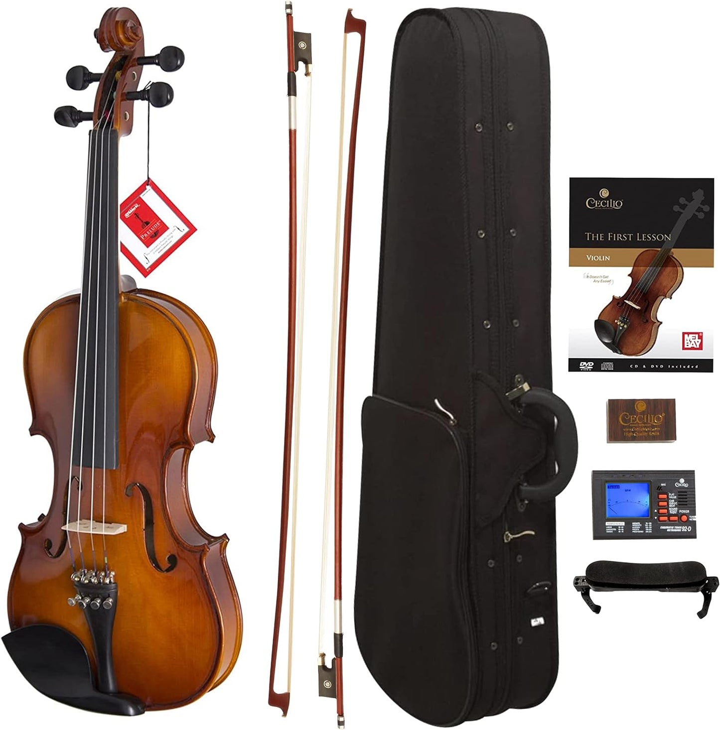 Cecilio Violin For Kids & Adults, Beginners Violins Kit, 3/4 - Natural Varnish-- (Used)