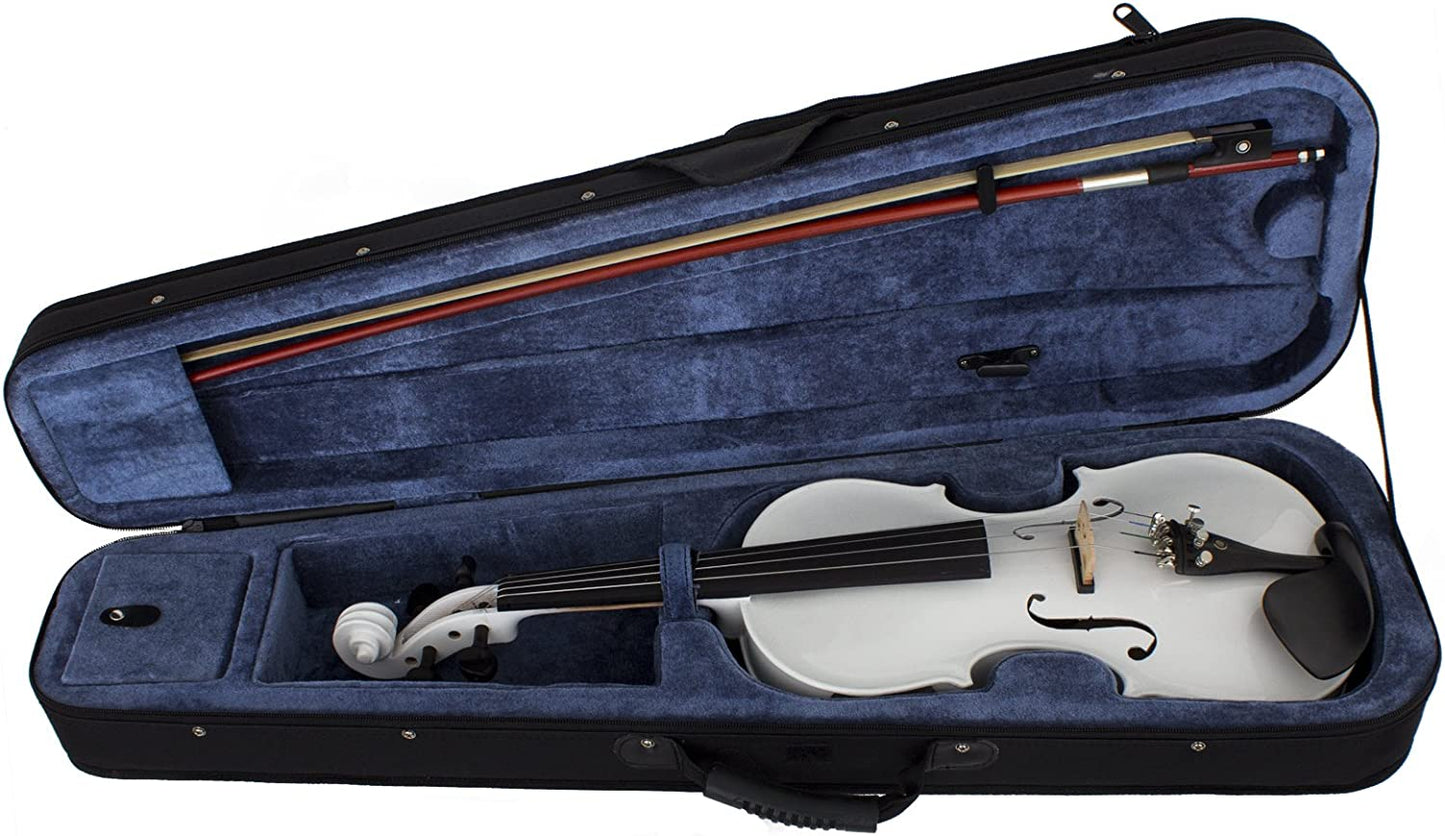 Cecilio 4/4CVNAE-White Ebony Fitted Acoustic/Electric Violin, 4/4 - Pearl White- (Like New)