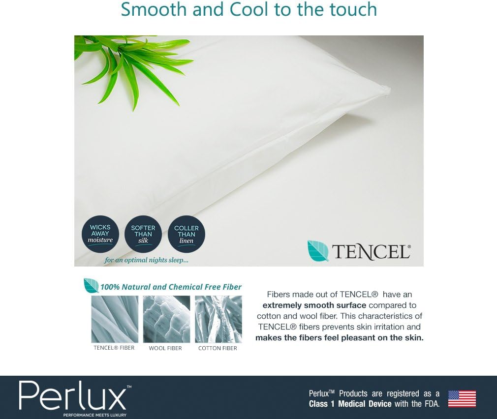Perlux Tencel Waterproof Modern Bed Pillow Encasement Vinyl and PVC Type, King (New)