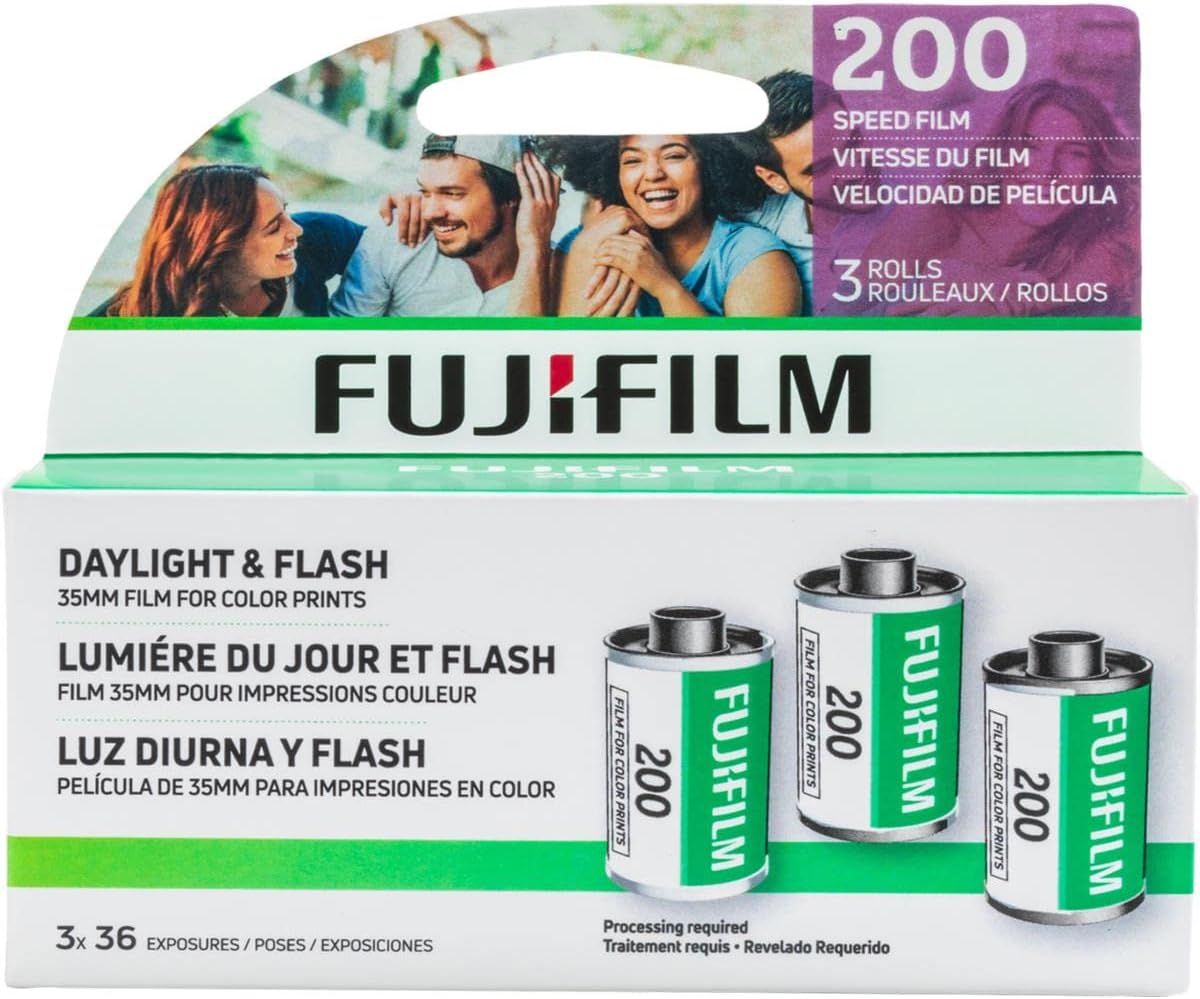 Fujifilm Fujicolor 200 Color Negative Film, 35mm Roll Film, 36 Exposures, 3-Pack (Like New)
