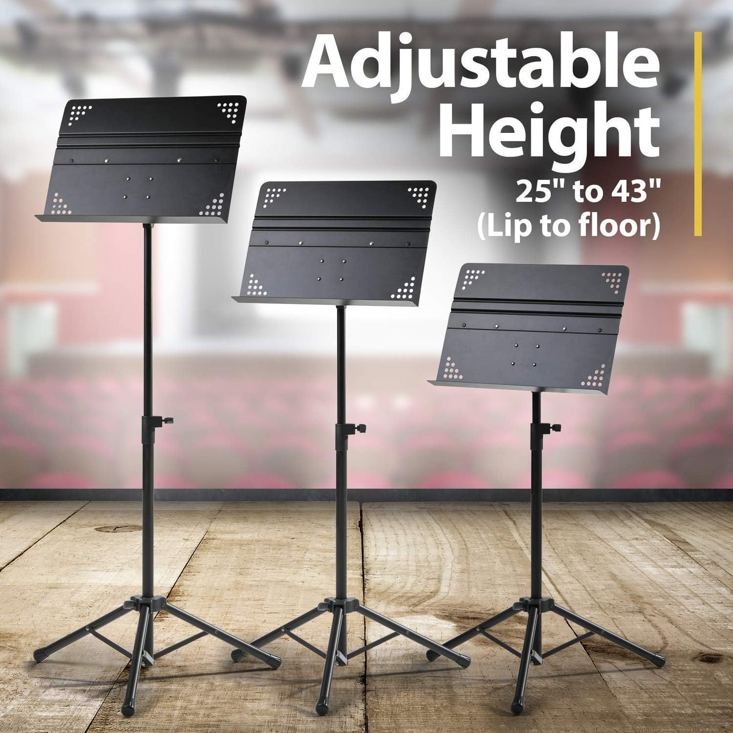 Hola! Music HM-MS+ Professional Folding Orchestra Sheet Music Stand w/Carry Bag (Like New)