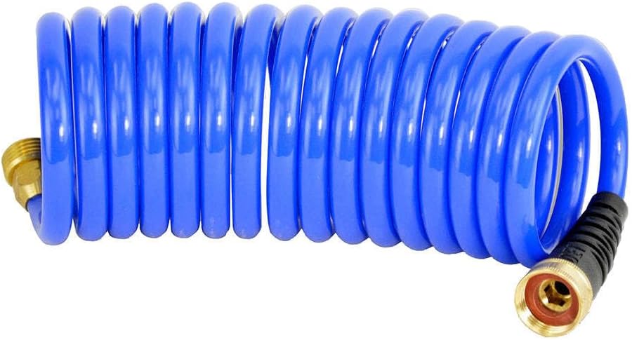 HoseCoil 3/8" ID Self Coiling Garden Water Hose for Marine Outdoor, 15' - Blue (Like New)