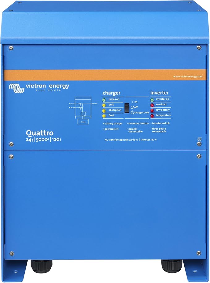 Victron Energy Quattro 5000VA 24-Volt High Pure Sine Wave Inverter, 120 Volts (Like New, No Retail Box)