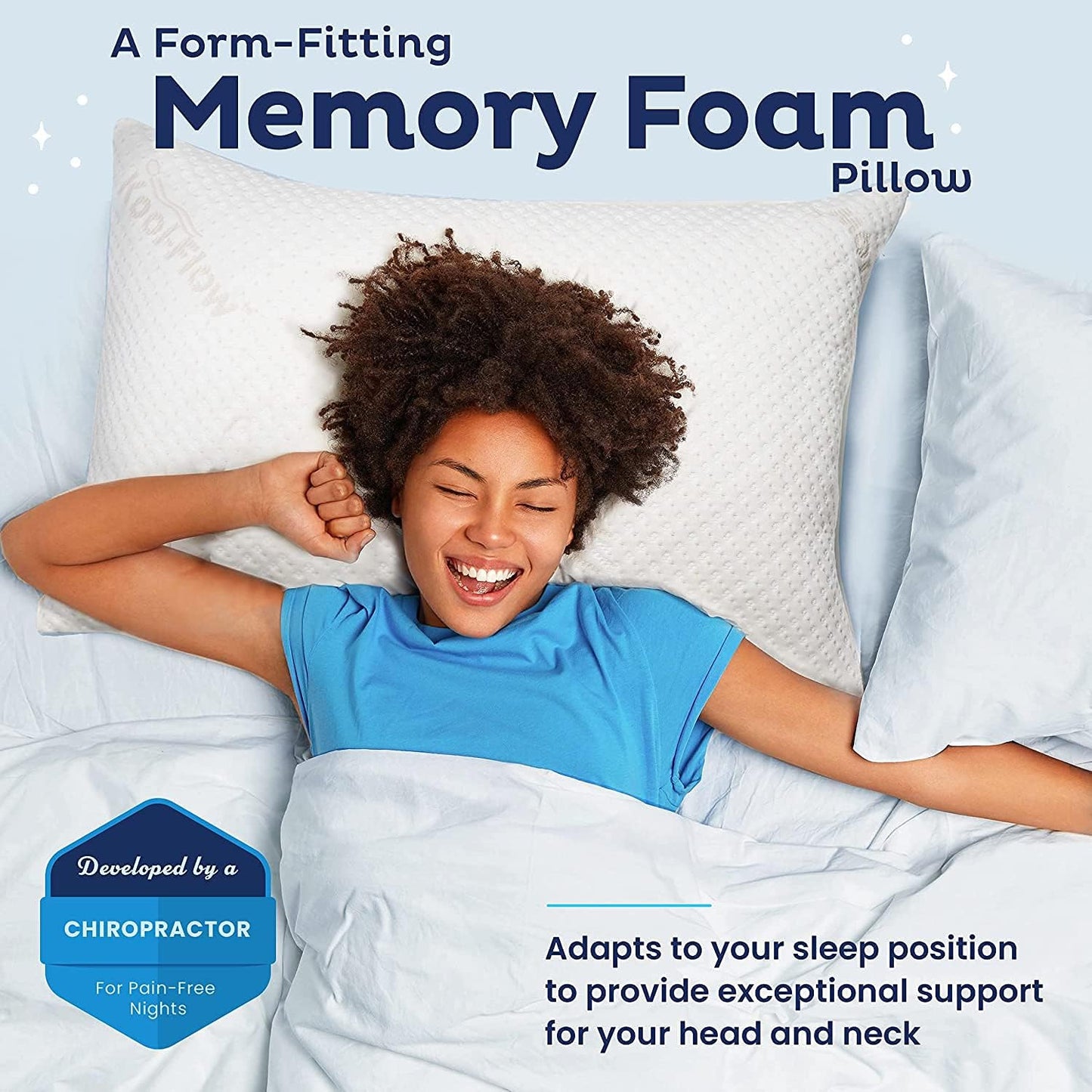 Snuggle-Pedic Snug Original Memory Foam Pillows for Sleeping, Queen - White (Used)
