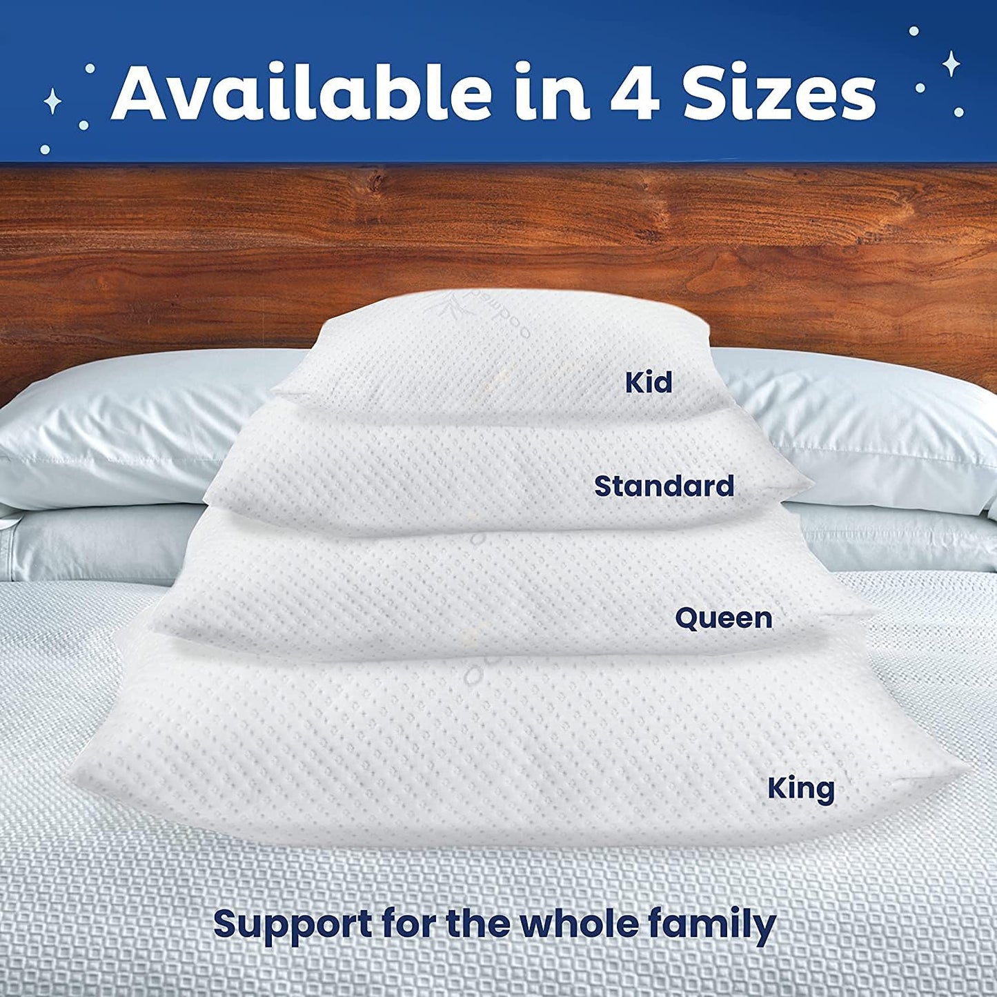 Snuggle-Pedic Snug Original Memory Foam Pillows for Sleeping, Queen - White (Used)