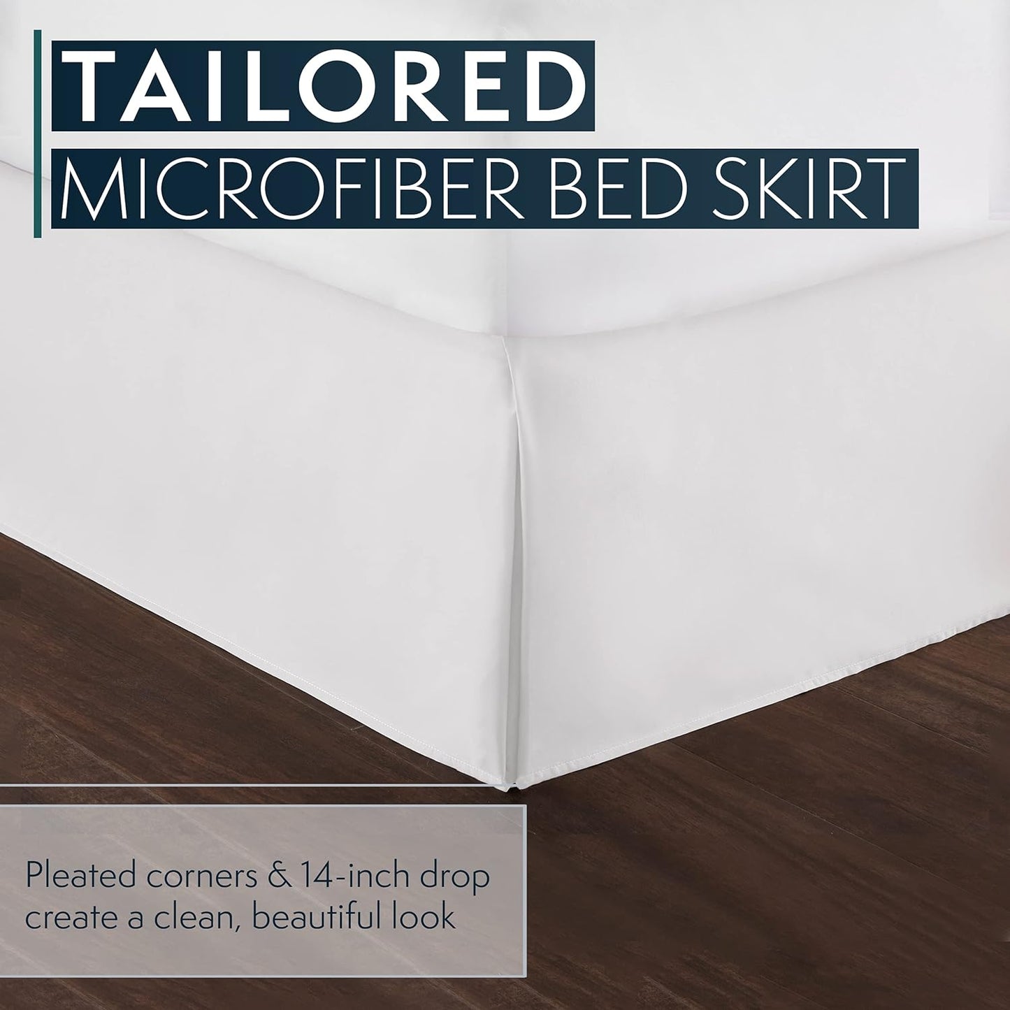 HC Collection Soft Microfiber Box Spring Cover with 14" Drop, Queen - White (Like New)