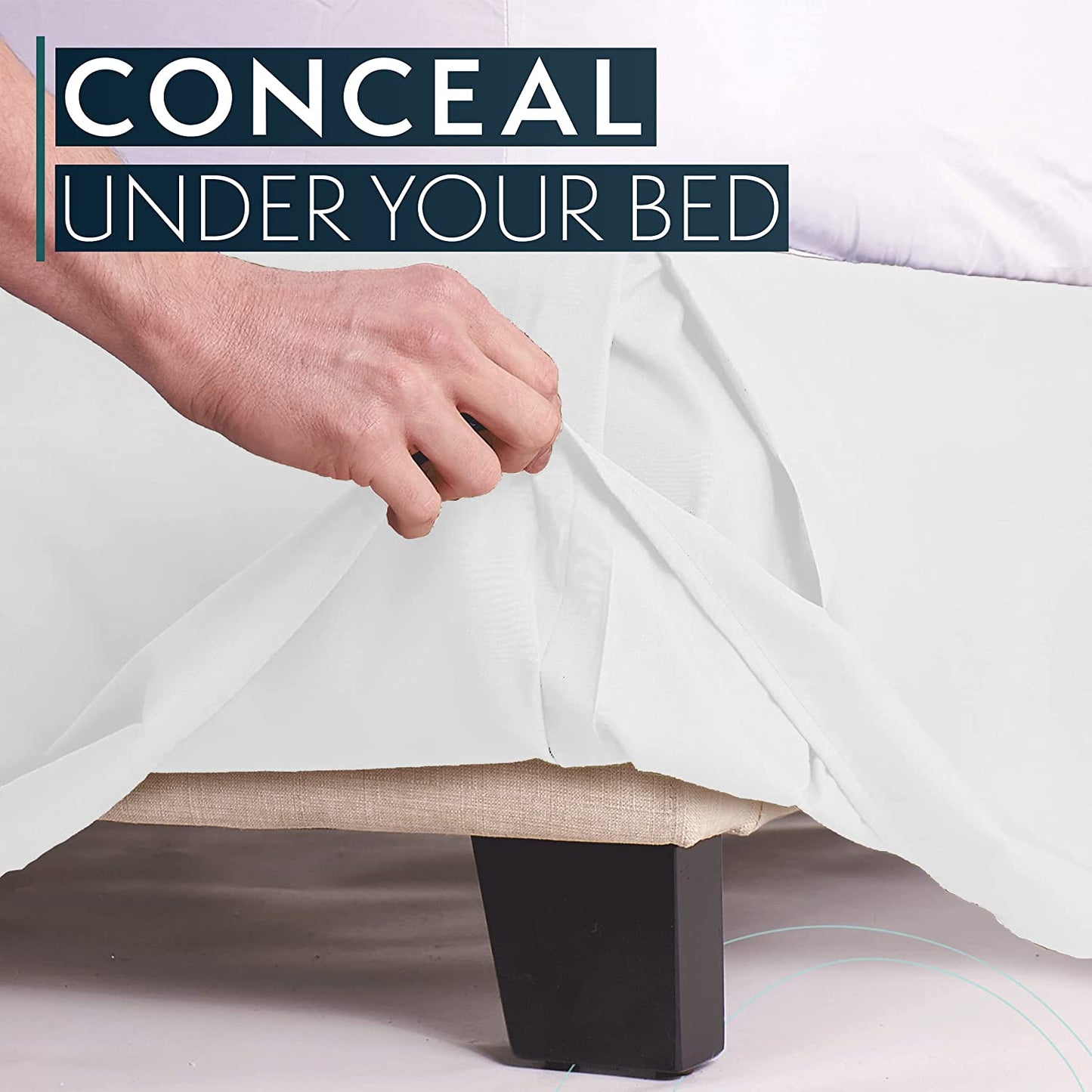 HC Collection Soft Microfiber Box Spring Cover with 14" Drop, Queen - White (Like New)