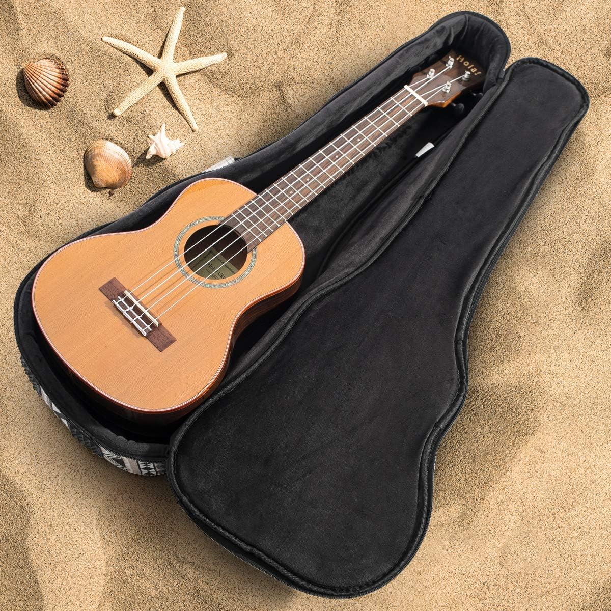 Hola! Music Zipper Shoulder Ukulele Carry Case w/ Utility Pocket, 3-Compartments (Used)