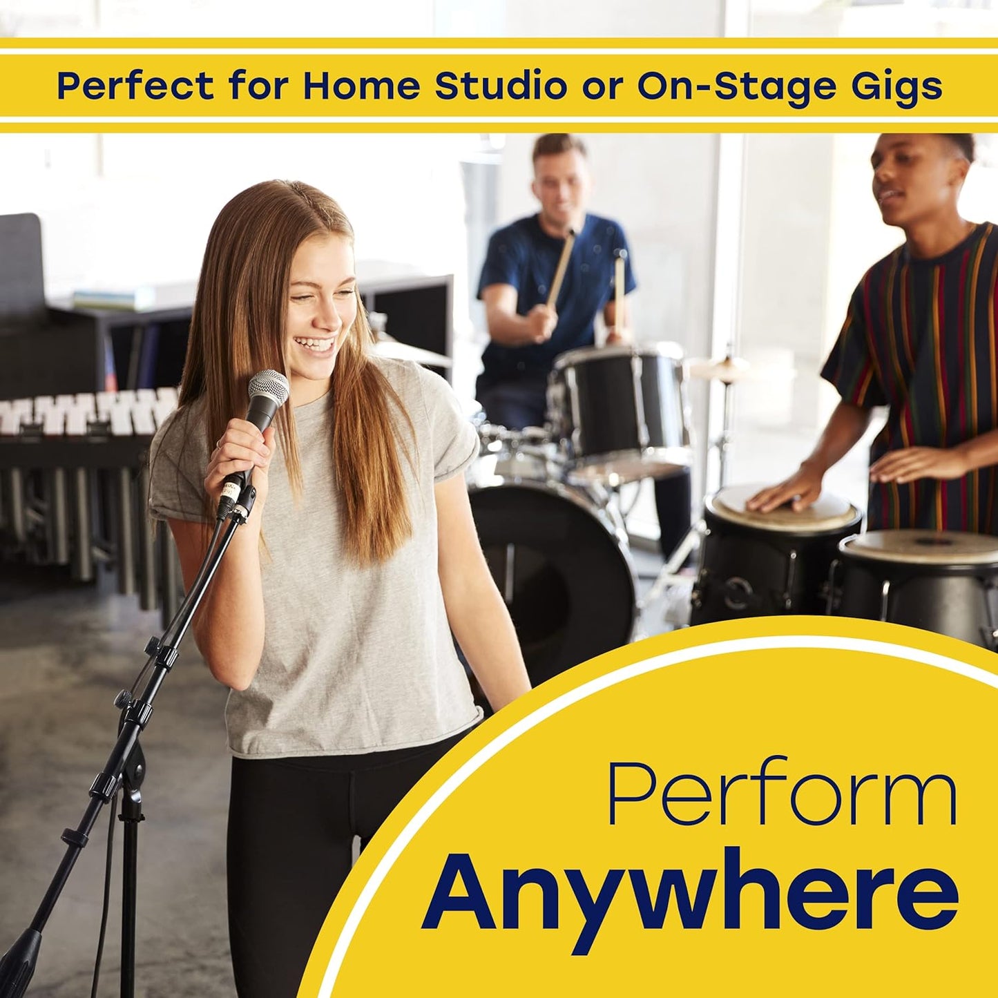 Hola! Music HPS-101AB Mic Stand w/ Adjustable Height for Home, Studio, Office (Used)