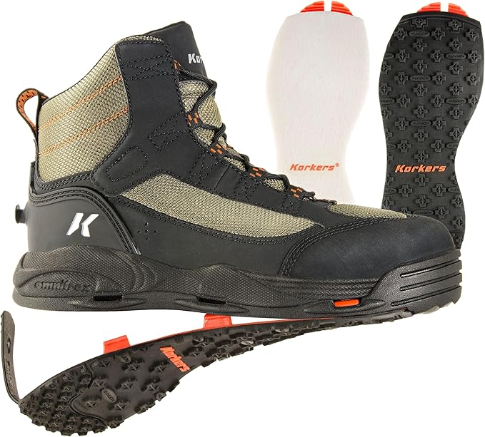 Korkers Greenback Wading Boots for Unisex-Adult, Size 14 - Dried Herb/Black (New)