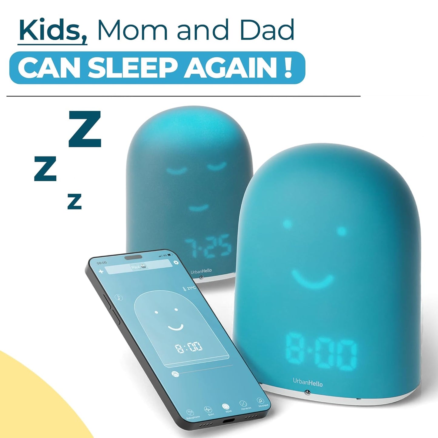 UrbanHello REMI 5-in-1 Baby Sleep Tracker and Training Clock Night Light - Blue- (Used)