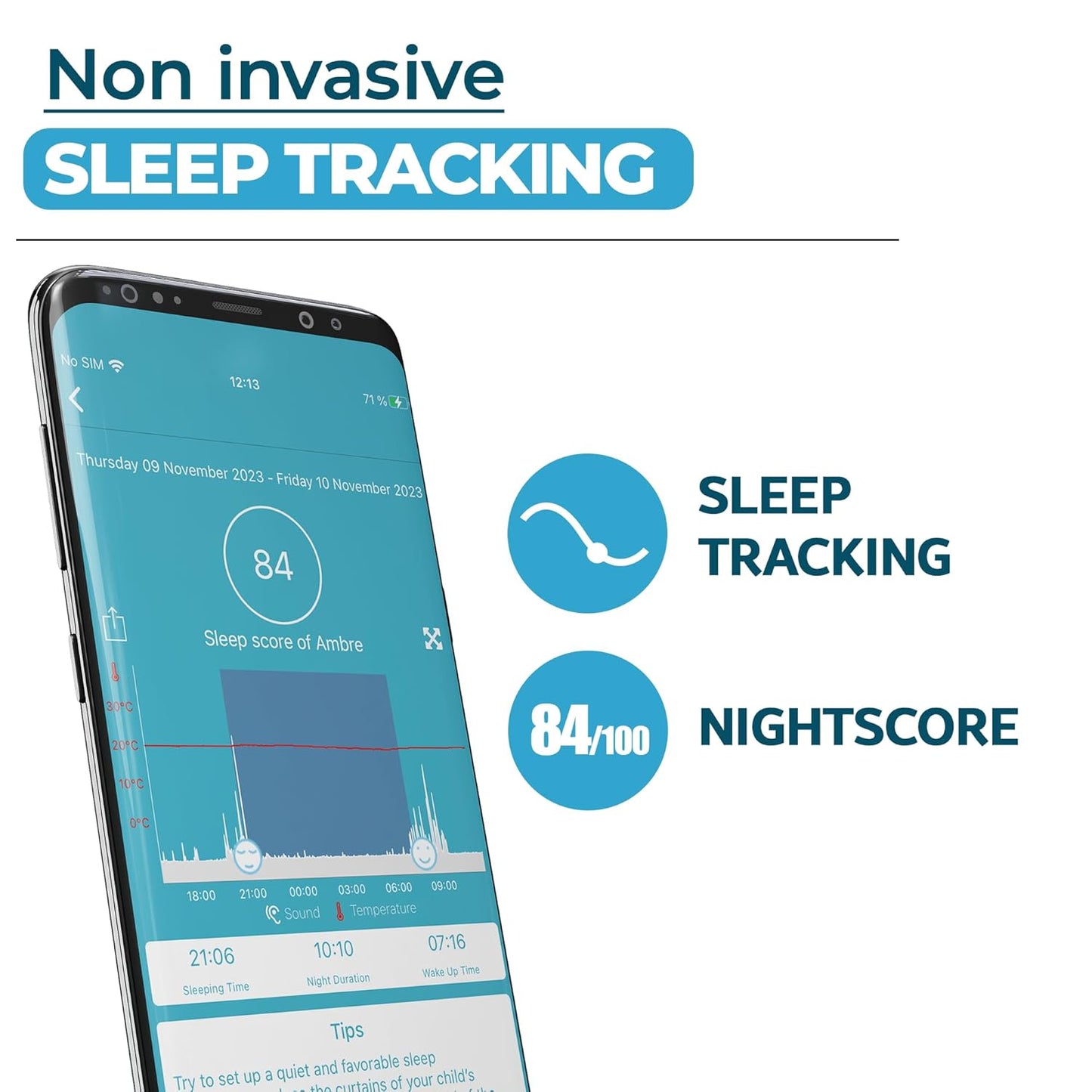 UrbanHello REMI 5-in-1 Baby Sleep Tracker and Training Clock Night Light - Blue- (Used)