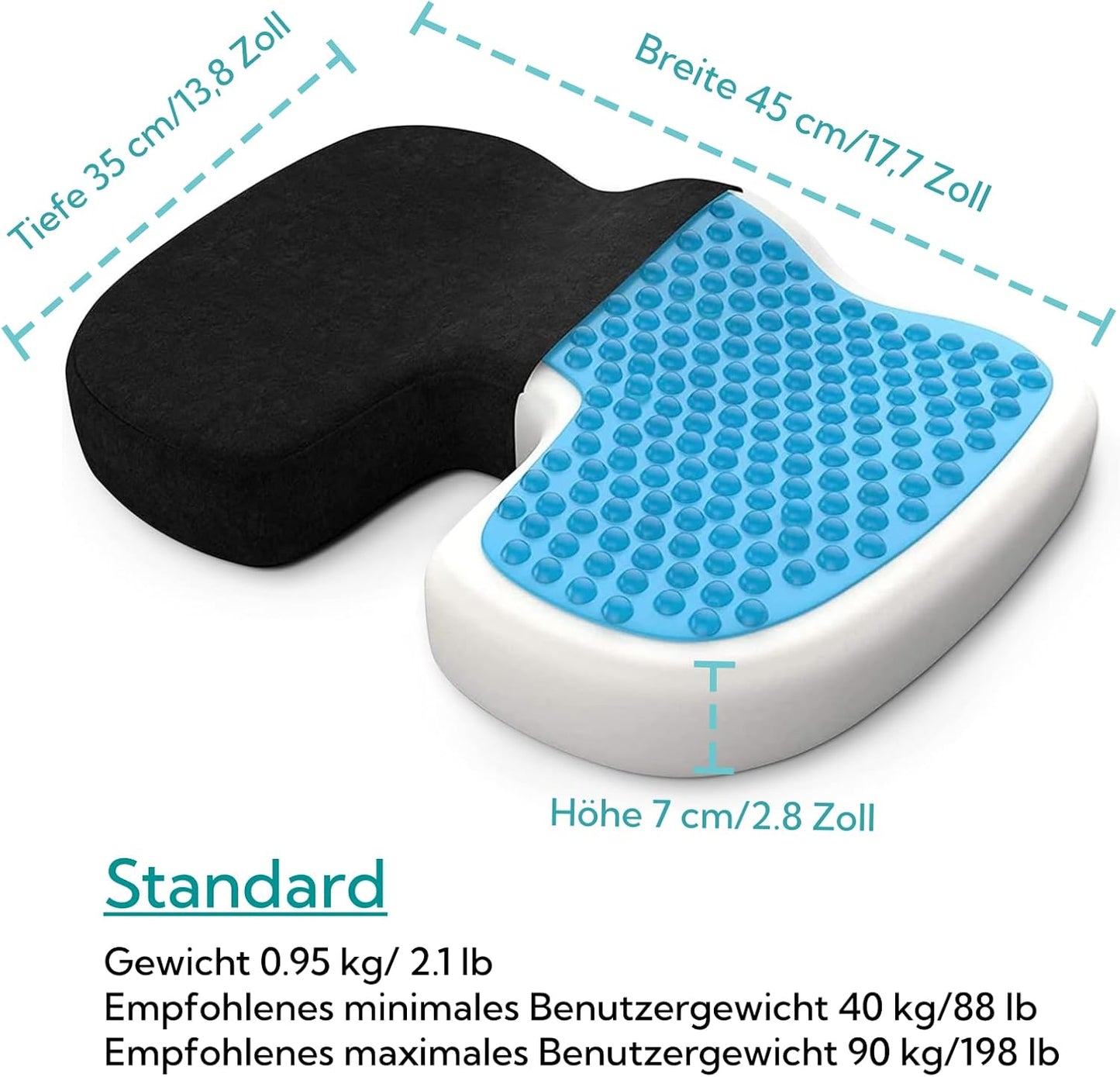 Bonmedico Memory Foam Washable Seat Cushion for Back Support and Sitting Comfort (Like New)