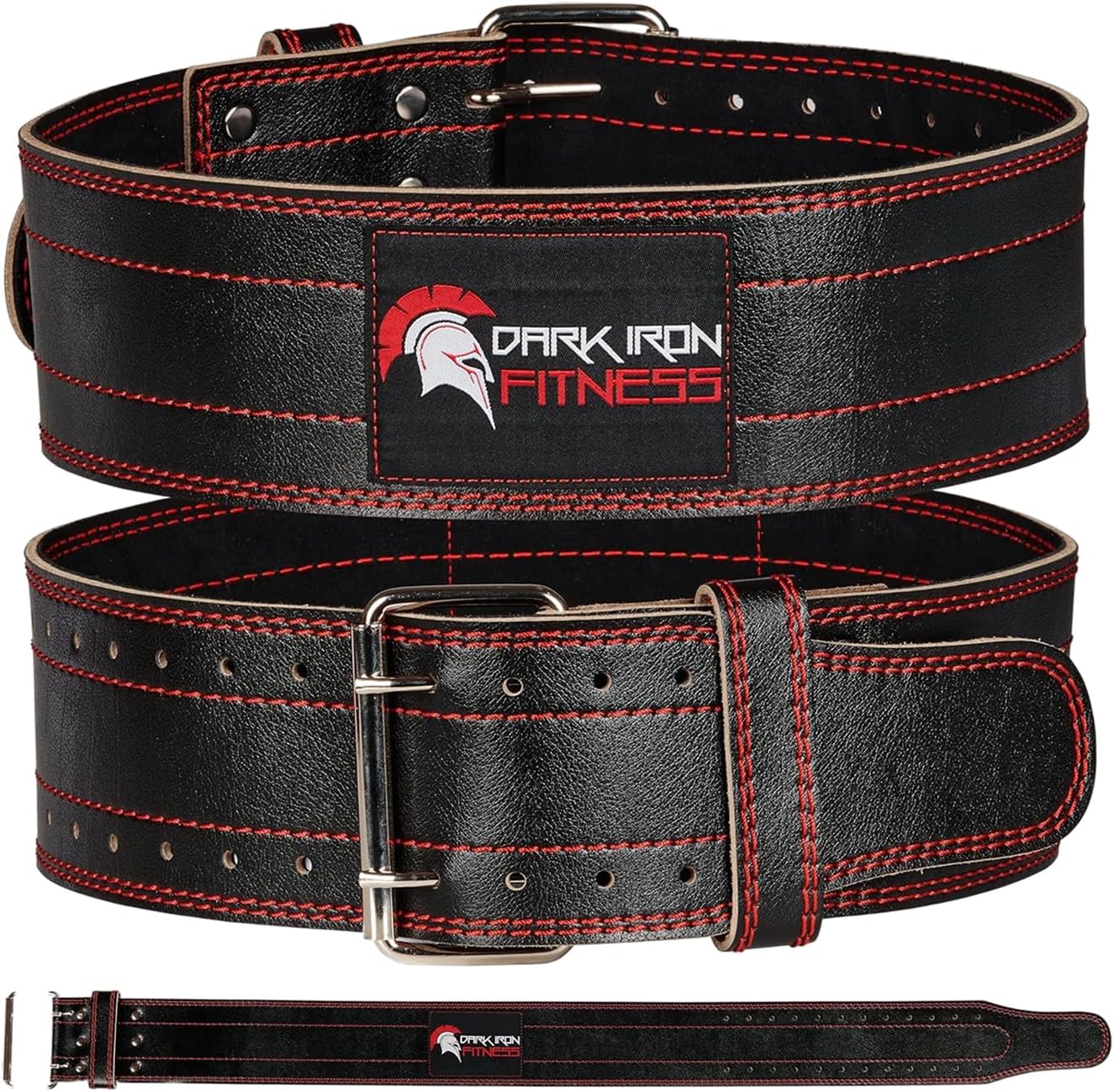 Dark Iron Fitness Double-Row Stitching Leather Weightlifting Belt for Men Women (Used, No Retail Box)